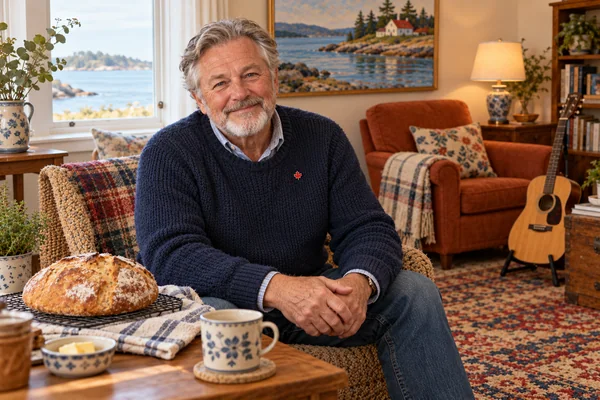 AI-created fictional Michael Walsh, aged 70, in a personal veterans’ residential room. No real person or institution.