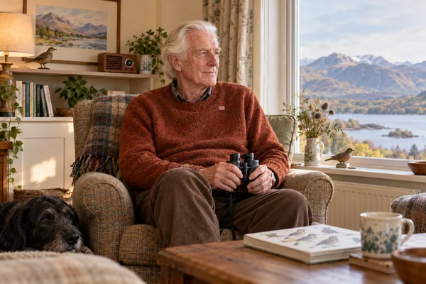 AI-created fictional Malcolm Fraser, aged 76, in a personal veterans’ residential room. No real person or institution.